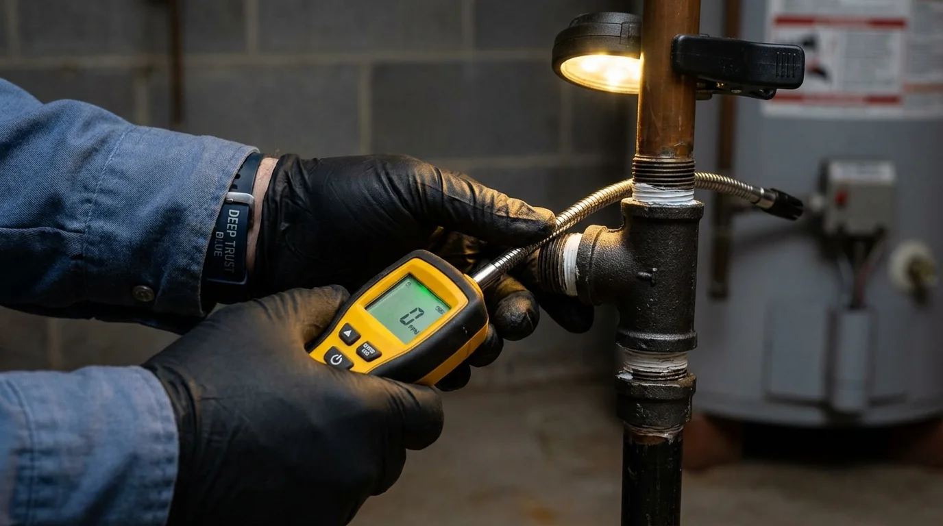 Gas leak detection with electronic sniffer by Johns Plumbing LLC in Alburtis