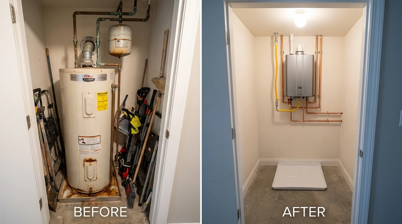 Tank water heater versus wall-mounted tankless unit comparison for Alburtis, PA homeowners