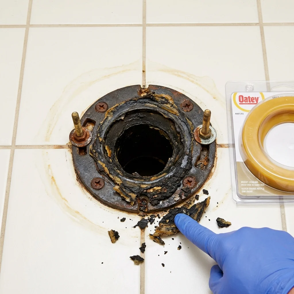 Failed wax ring showing water seepage at the base of a toilet in a Alburtis, PA home